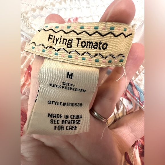 Flying Tomato Floral Sheer Polyester Ruffled Blouse Woman’s Size M NWOT Preppy - Picture 9 of 13